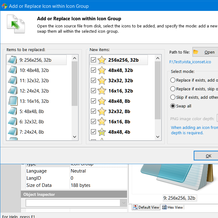 Resource Tuner is an ideal choice for modifying icons in Windows executable files.