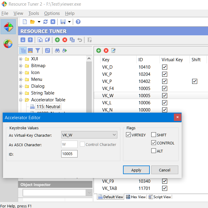 Accelerators provide faster, more direct access to commands than menus do. In the Accelerator Editor, you can modify the keystroke values to give the user a quick way to perform a task.