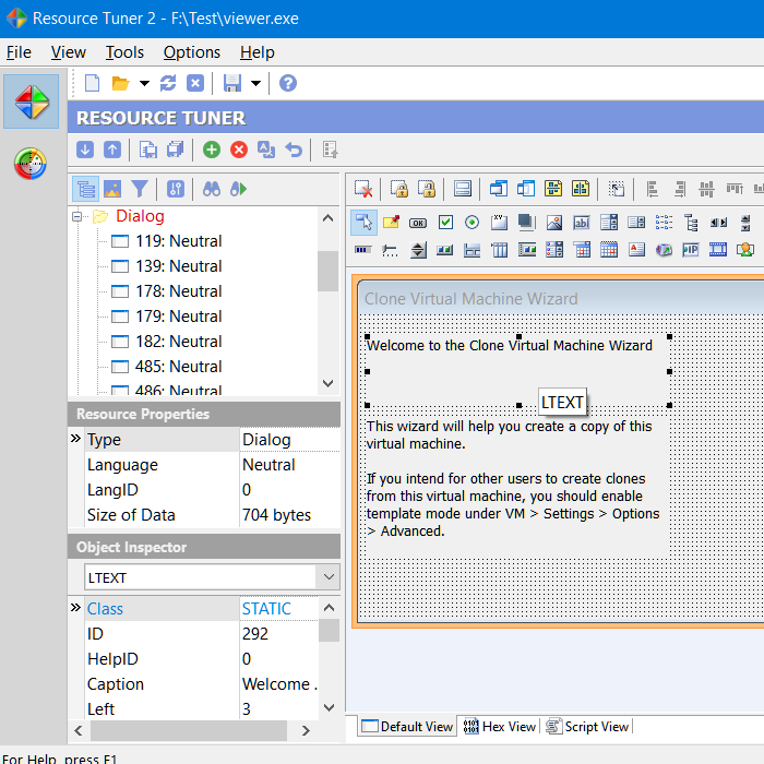 Resource Tuner lets you visually modify a selected dialog and its controls. You can resize, redesign, and reposition dialogs or simply change their font properties (type face and size) to suit your wishes. Changes are automatically reflected in the resource script.