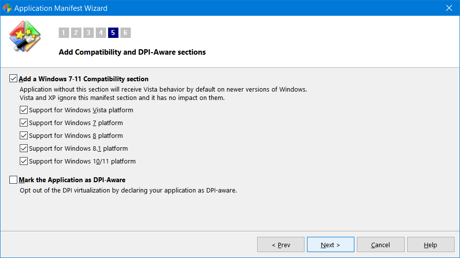 Check the supported Windows platforms to be included in the manifest