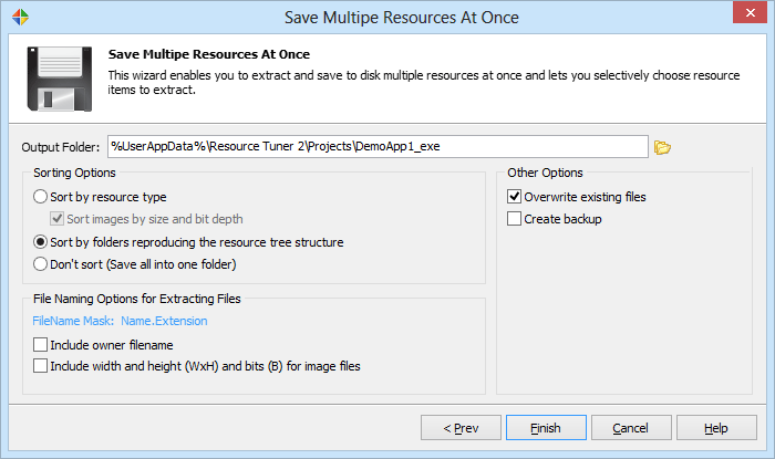 Specify the default output folder